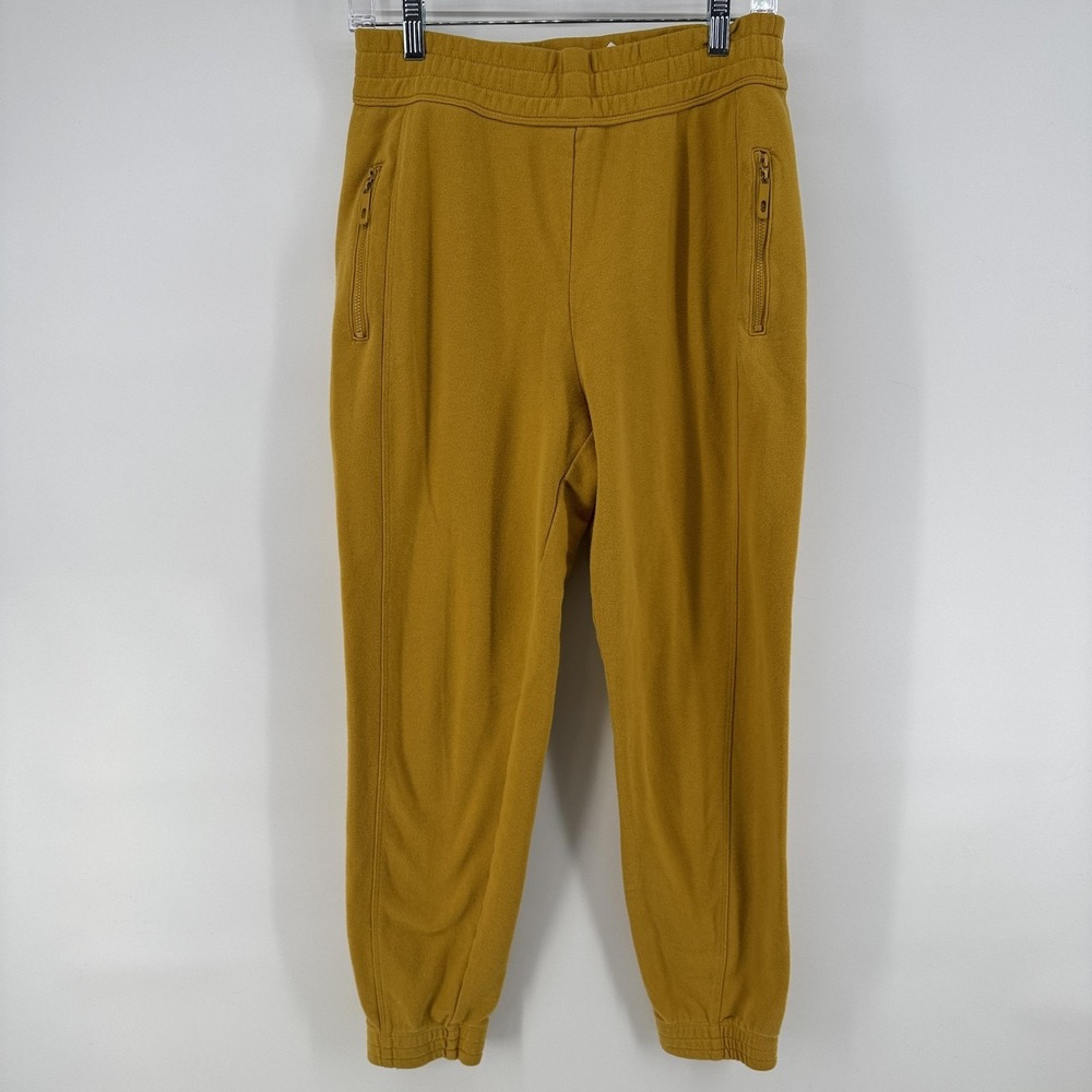 Fabletics Pants Mens Medium Yellow Fleece Joggers Zip Pockets Elastic Cuff